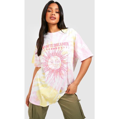 T-shirt oversize in fantasia tie dye con scritta Celeste - boohoo - Modalova