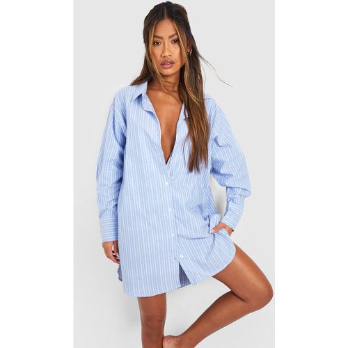 Camicia da notte oversize in cotone a righe - boohoo - Modalova