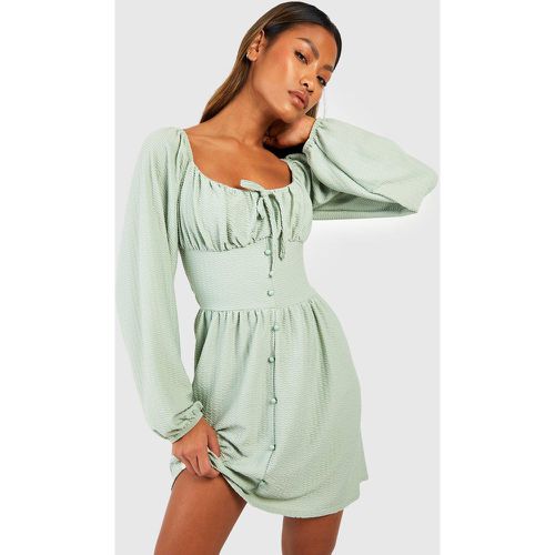 Vestido Skater Texturizado, Verde - boohoo - Modalova