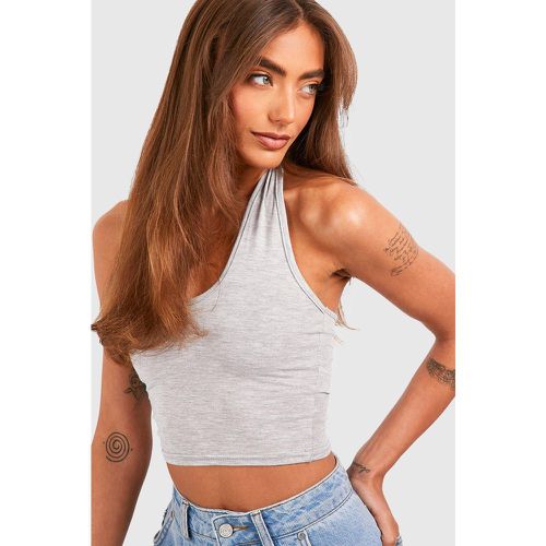 Crop top allacciato al collo in jersey con scollo rotondo - boohoo - Modalova