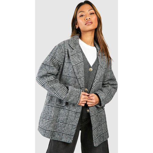 Blazer rilassato spazzolato a quadri monocromatici - boohoo - Modalova