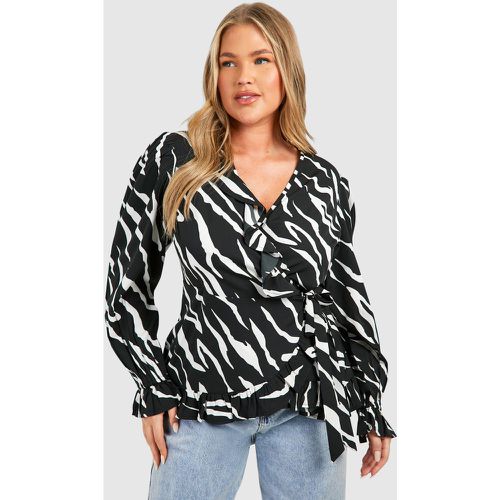 Top scaldacuore Plus Size zebrato con arricciature - boohoo - Modalova