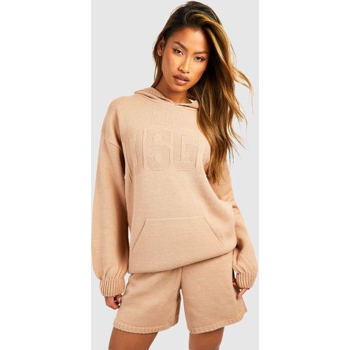 Dsgn Embossed Hoody And Shorts Knitted Set - boohoo - Modalova