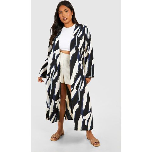 Plus Woven Zebra Print Kimono, Nero - boohoo - Modalova
