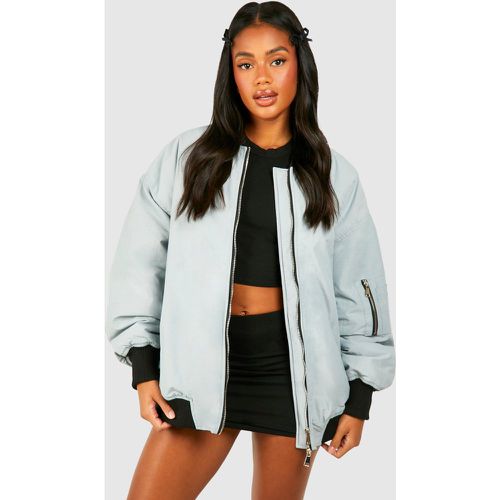 Oversized Contrast Rib Bomber Jacket - boohoo - Modalova