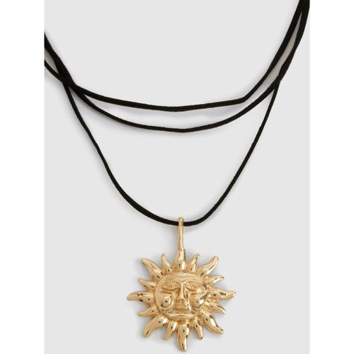 Sun & Moon Rope Necklace, Nero - boohoo - Modalova