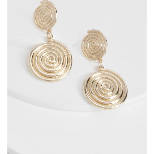 Rustic Gold Spiral Drop Earrings - boohoo - Modalova