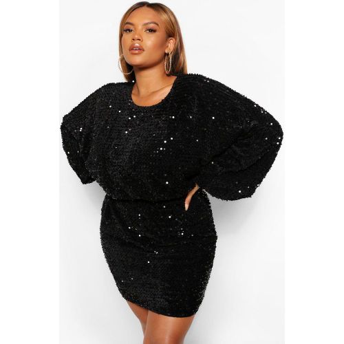 Vestido Plus Mini Oversize De Lentejuelas Con Mangas De Blusón - boohoo - Modalova