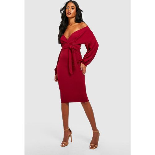 Vestido Tall Midi Ajustado Cruzado Con Escote Barco - boohoo - Modalova