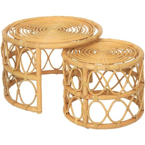 Le set de tables basses SALAWATI design épuré et sa structure en rotin - 3S. x Home - Modalova