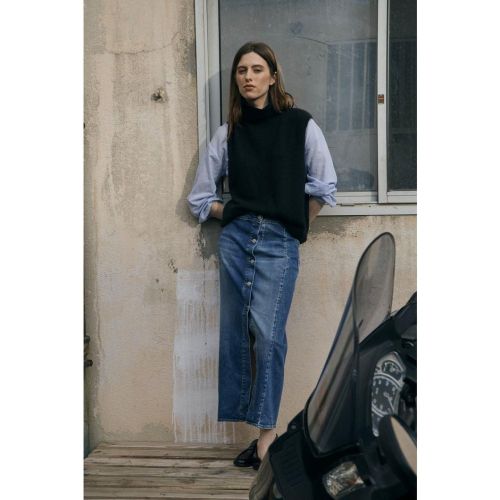 Jupe droite en jeans RAPHI Elle - Le Temps des Cerises - Modalova