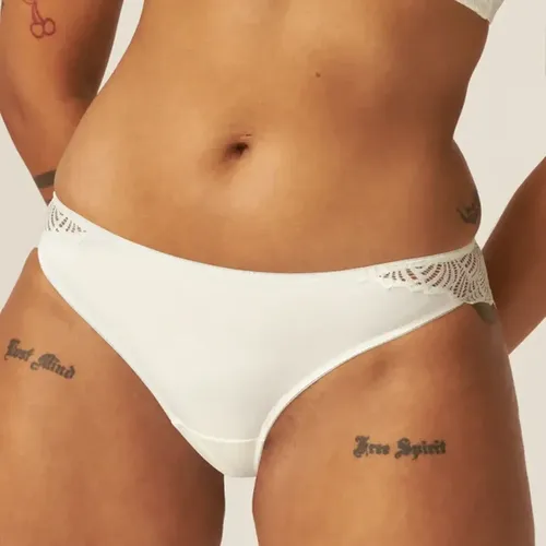 Slip avec détail en dentelle écru - Naturana - Modalova