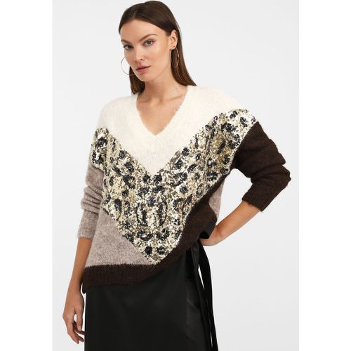 Maglione scollatura v e paillettes animalier - Dixie - Modalova