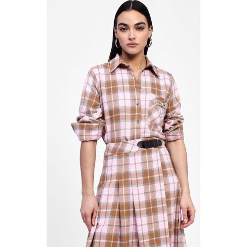 Camicia a quadri con colletto classico e spilla - Dixie - Modalova