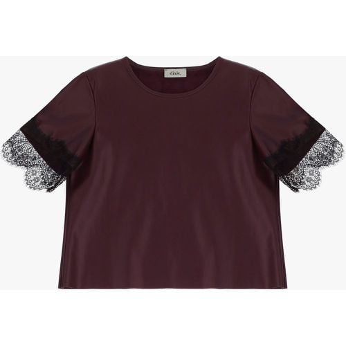 T-shirt in similpelle con bordo in pizzo - Dixie - Modalova