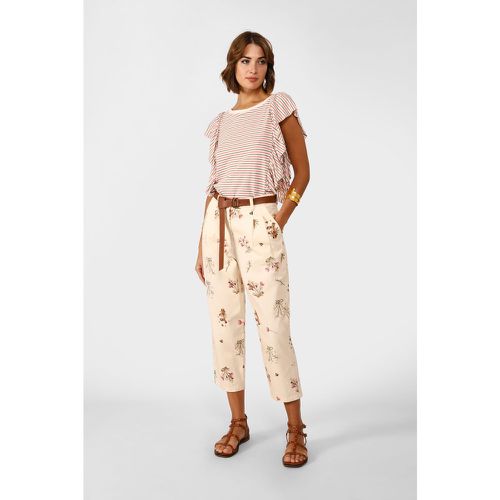 Pantaloni slim-fit cropped fantasia floreale con pinces - Dixie - Modalova