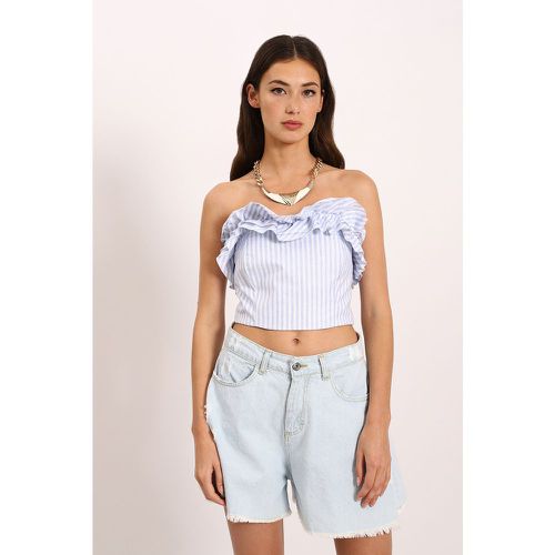 Top cropped a righe con scollo a cuore con ruches - Dixie - Modalova