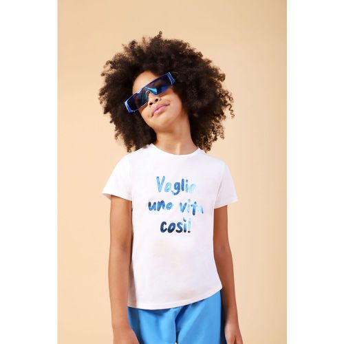 T-shirt bambina in puro cotone monocolour con stampa - Dixie - Modalova