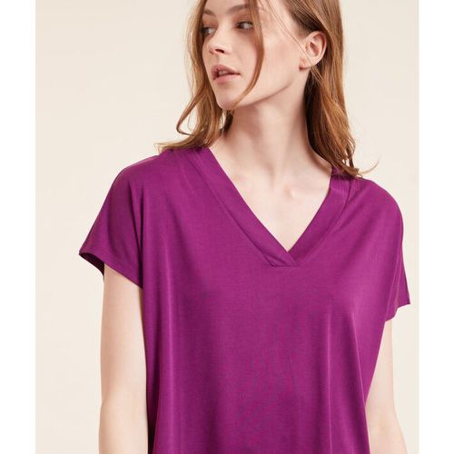 Camiseta manga corta, escote en v - SLOAN - S - Violeta - Mujer - Etam - Modalova