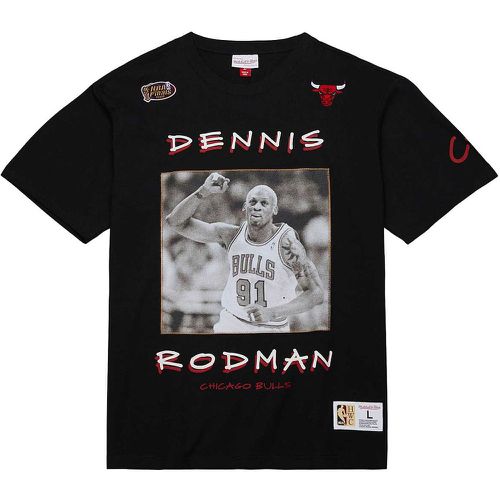 NBA CHICAGO BULLS DENNIS RODMAN HEAVYWEIGHT PREMIUM PLAYER VINTAGE LOGO T-SHIRT - Mitchell And Ness - Modalova