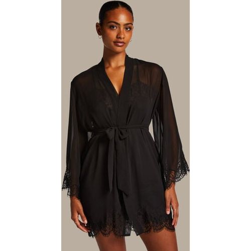 Hunkemöller Satin Kimono Black - Hunkemöller - Modalova