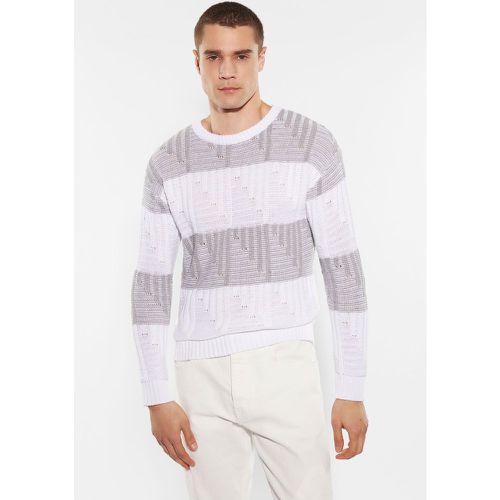 Pullover traforato fantasia a righe in puro cotone - Imperial - Modalova