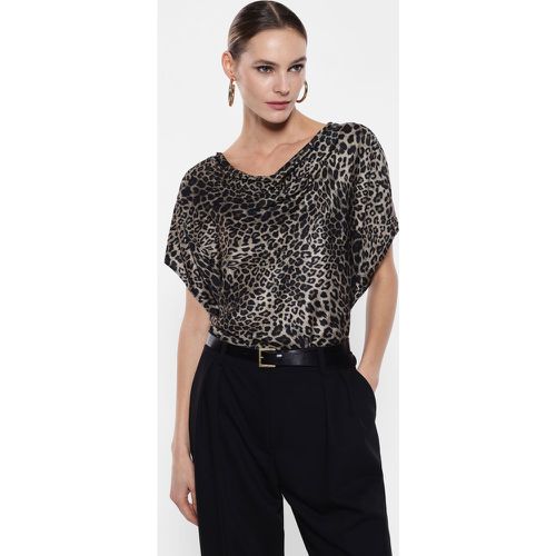 Top animalier con scollo drappeggiato e maniche corte - Imperial - Modalova