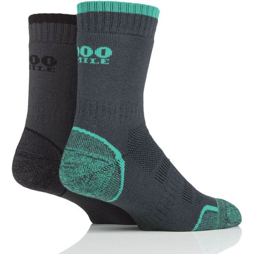 Mens and Ladies 2 Pair Single Layer Walking Socks Emerald/Charcoal 9-11.5 Mens - 1000 Mile - Modalova