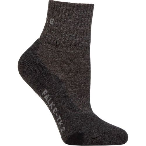 Women's 1 Pair TK2 Wool Short Trekking Socks Charcoal 39-40 - Falke - Modalova