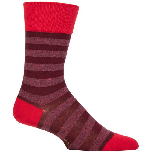 Mens 1 Pair Falke Sensitive London Striped Cotton Socks Passion 11.5-14.5 Mens - SockShop - Modalova