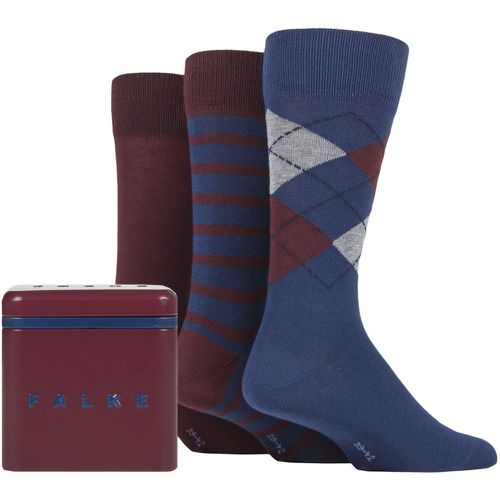 Mens 3 Pair Gift Boxed Patterned Cotton Socks Plain / Argyle / Stripe 8.5-11 Mens - Falke - Modalova