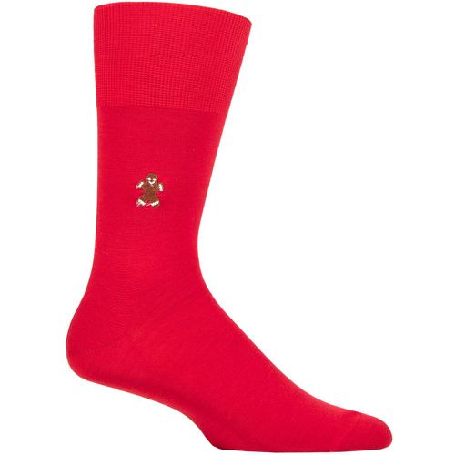 Mens 1 Pair Airport Gingerbread Man Embroidered Wool Cotton Socks Scarlet 8.5-9.5 Mens - Falke - Modalova