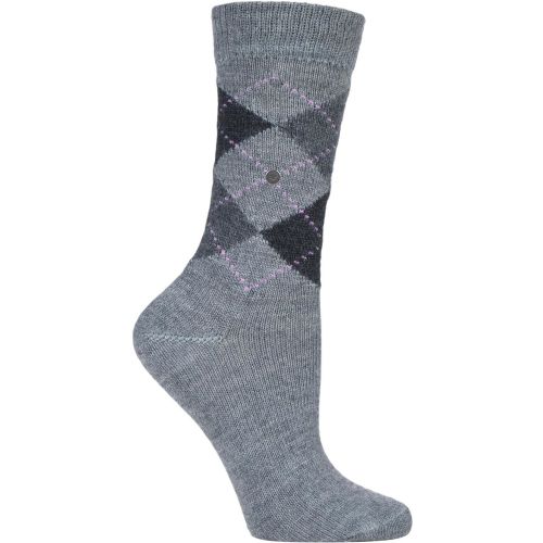 Pair Charcoal Whitby Extra Soft Argyle Socks Ladies 3.5-7 Ladies - Burlington - Modalova