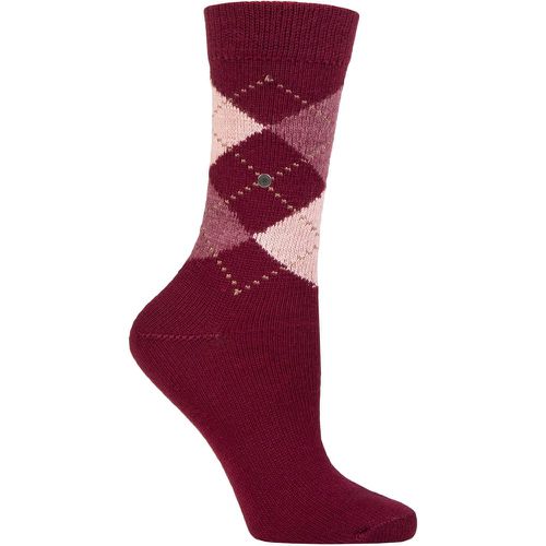 Women's 1 Pair Whitby Extra Soft Argyle Socks Deep Fuchsia 3.5-7 Ladies - Burlington - Modalova