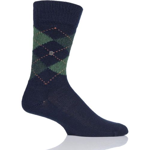 Pair Navy / Green Preston Extra Soft Feeling Argyle Socks Men's 6.5-11 Mens - Burlington - Modalova