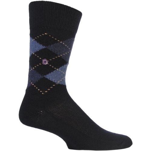 Mens 1 Pair Preston Extra Soft Feeling Argyle Socks Navy 46-50 - Burlington - Modalova