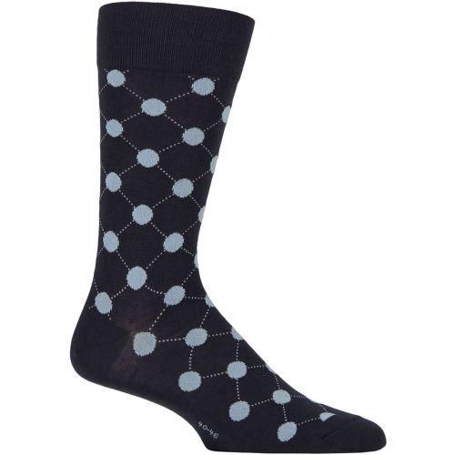 Mens 1 Pair Burlington Daybreaker Large Spots Cotton Socks Navy 6.5-11 Mens - SockShop - Modalova