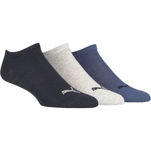 Mens and Ladies 3 Pair Invisible Sneaker Socks Navy / Grey 2.5-5 Unisex - Puma - Modalova