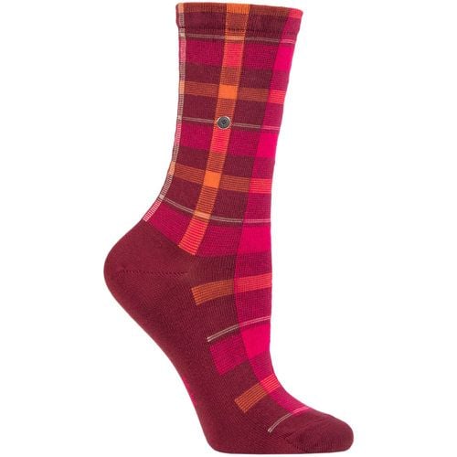 Women's 1 Pair Modular Check Tartan Cotton Socks 3.5-7 Ladies - Burlington - Modalova