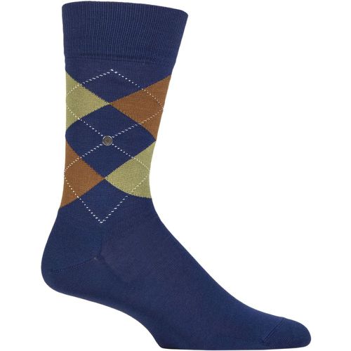 Mens 1 Pair Manchester Argyle Cotton Socks Blue / Pacific 6.5-11 Mens - Burlington - Modalova