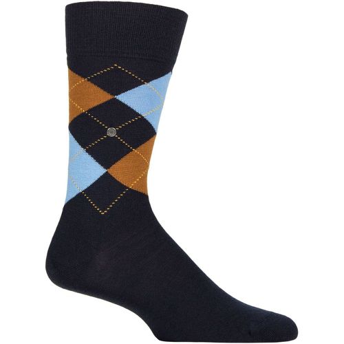 Mens 1 Pair Burlington Edinburgh Virgin Wool Argyle Socks Dark Night 6.5-11 Mens - SockShop - Modalova