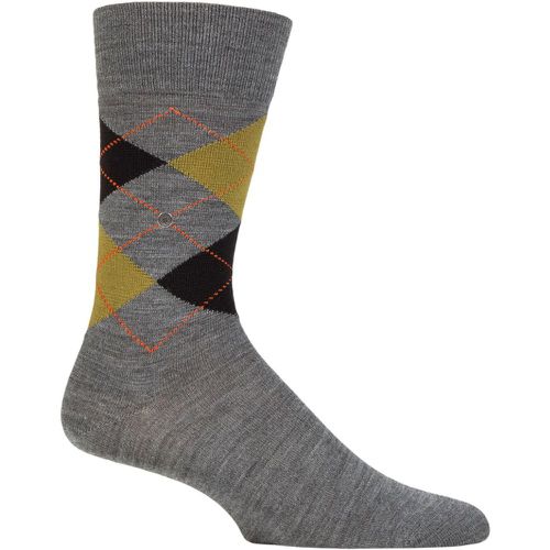 Mens 1 Pair Edinburgh Virgin Wool Argyle Socks / Green 6.5-11 Mens - Burlington - Modalova