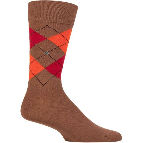 Mens 1 Pair Edinburgh Virgin Wool Argyle Socks / Orange 6.5-11 Mens - Burlington - Modalova