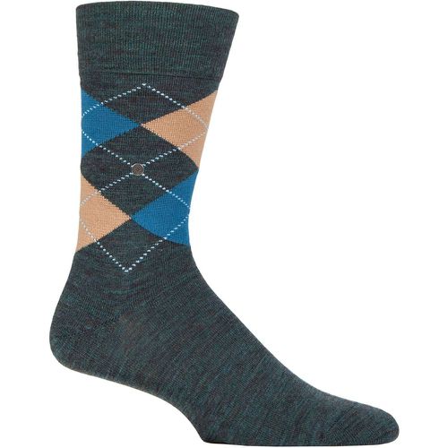 Mens 1 Pair Edinburgh Virgin Wool Argyle Socks Melange 6.5-11 Mens - Burlington - Modalova