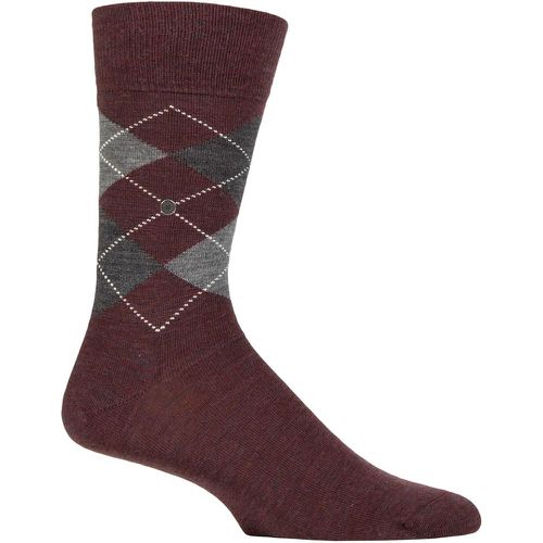 Mens 1 Pair Edinburgh Virgin Wool Argyle Socks Burgundy Melange 6.5-11 Mens - Burlington - Modalova