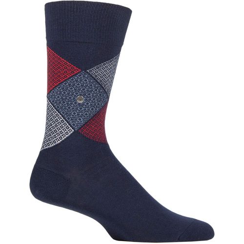 Mens 1 Pair Tie Rhomb Argyle Cotton Socks Navy 6.5-11 Mens - Burlington - Modalova