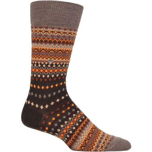 Mens 1 Pair Ancient Fair Isle Wool Socks 6.5-11 Mens - Burlington - Modalova