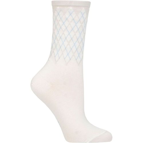 Women's 1 Pair Mayfair Cotton Argyle Topped Socks 3.5-7 Ladies - Burlington - Modalova