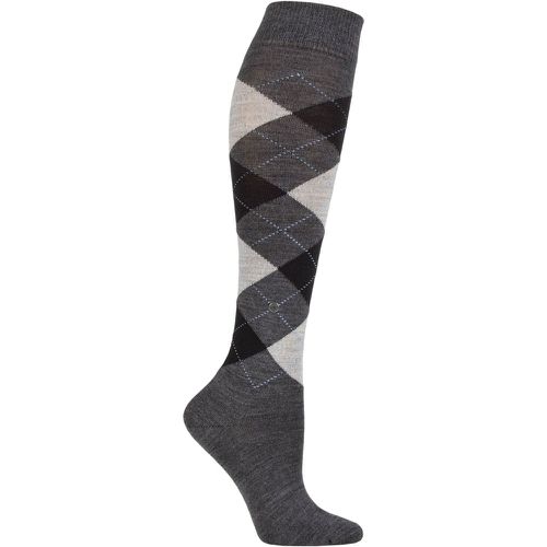 Women's 1 Pair Marylebone Argyle Wool Knee High Socks Charcoal 36-41 - Burlington - Modalova