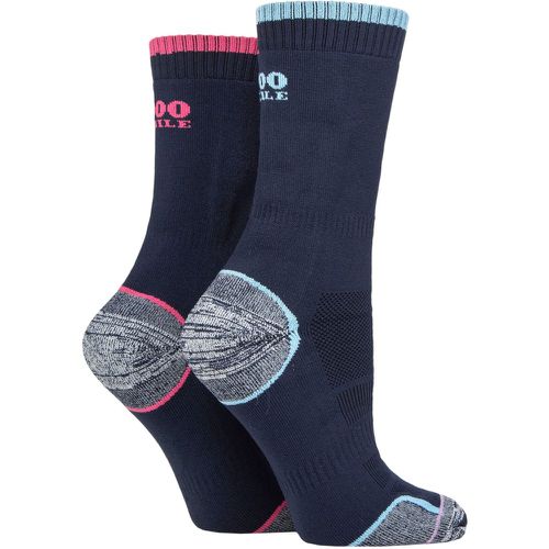 Mens and Women's 2 Pair Walk Sock Navy Cornflower / Navy Mauve LS - 1000 Mile - Modalova